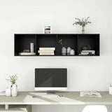 Wall-mounted TV Cabinet Black 37x37x142.5 cm Engineered Wood