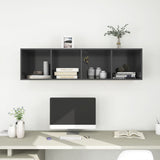 Wall-mounted TV Cabinet Grey 37x37x142.5 cm Engineered Wood - Close-Up Angle