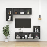Wall-mounted TV Cabinet Grey 37x37x142.5 cm Engineered Wood - Low Angle