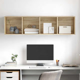 Wall-mounted TV Cabinet Sonoma Oak 37x37x142.5 cm Engineered Wood - Top-Down View