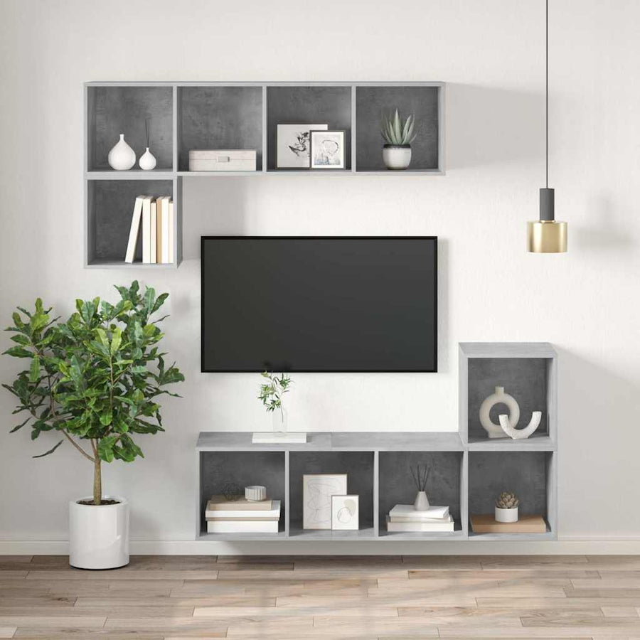 Wall-mounted TV Cabinet Concrete Grey 37x37x142.5 cm