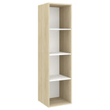 Wall-mounted TV Cabinet Sonoma Oak and White 37x37x142.5 cm Engineered Wood - Front View
