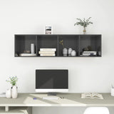 Wall-mounted TV Cabinet High Gloss Grey 37x37x142.5 cm Engineered Wood - Rear View