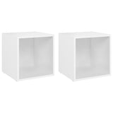 TV Cabinets 2 pcs White 37x35x37 cm Engineered Wood - Front View