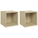 TV Cabinets 2 pcs Sonoma Oak 37x35x37 cm Engineered Wood - Front View