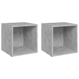 TV Cabinets 2 pcs Concrete Grey 37x35x37 cm Engineered Wood - Front View