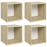TV Cabinets 4 pcs White and Sonoma Oak 37x35x37 cm Engineered Wood - Front View