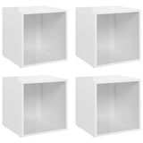 TV Cabinets 4 pcs High Gloss White 37x35x37 cm Engineered Wood - Front View