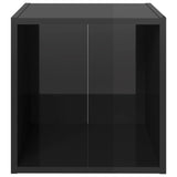 TV Cabinet High Gloss Black 37x35x37 cm Engineered Wood - Side View