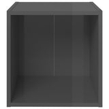 TV Cabinet High Gloss Grey 37x35x37 cm Engineered Wood - Side View