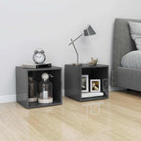 TV Cabinet High Gloss Grey 37x35x37 cm Engineered Wood - Low Angle