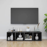 TV Cabinet High Gloss Grey 37x35x37 cm Engineered Wood - Extra Image