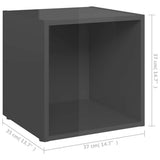 TV Cabinet High Gloss Grey 37x35x37 cm Engineered Wood - Extra Image