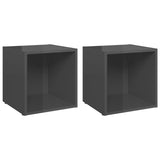 TV Cabinets 2 pcs High Gloss Grey 37x35x37 cm Engineered Wood - Front View