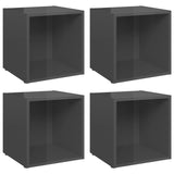 TV Cabinets 4 pcs High Gloss Grey 37x35x37 cm Engineered Wood - Front View