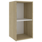 TV Cabinet White and Sonoma Oak 72x35x36.5 cm Engineered Wood - Close-Up Angle