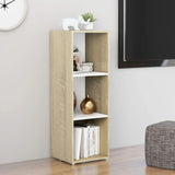 TV Cabinet White and Sonoma Oak 107x35x37 cm Engineered Wood - Top-Down View