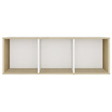 TV Cabinet White and Sonoma Oak 107x35x37 cm Engineered Wood - 45-Degree Angle