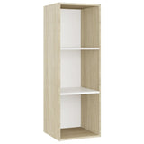 TV Cabinet White and Sonoma Oak 107x35x37 cm Engineered Wood - Rear View