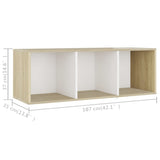 TV Cabinet White and Sonoma Oak 107x35x37 cm Engineered Wood - Low Angle