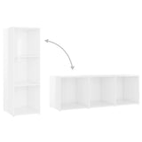 TV Cabinet High Gloss White 107x35x37 cm Engineered Wood - Low Angle