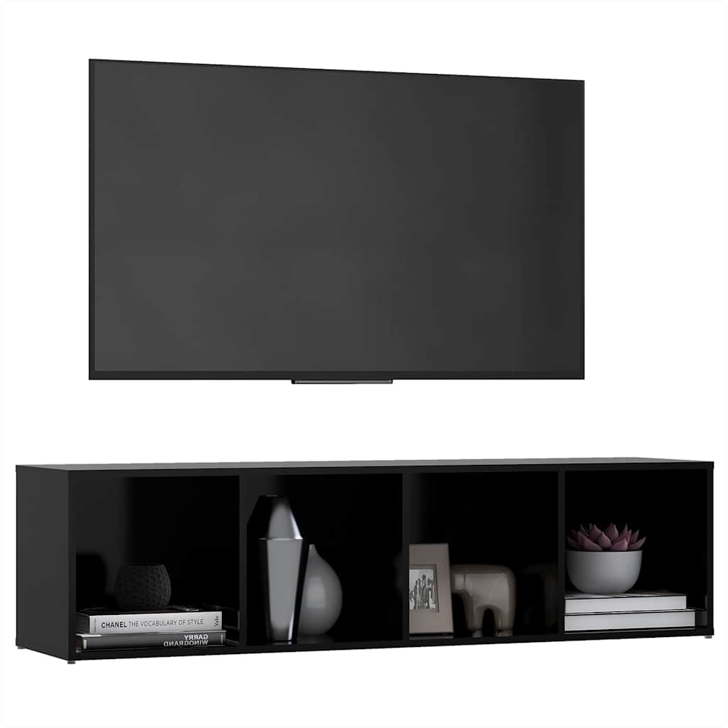 TV Cabinet Black 142.5x35x36.5 cm Engineered Wood
