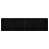TV Cabinet Black 142.5x35x36.5 cm Engineered Wood - 45-Degree Angle