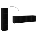 TV Cabinet Black 142.5x35x36.5 cm Engineered Wood - Low Angle