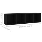 TV Cabinet Black 142.5x35x36.5 cm Engineered Wood