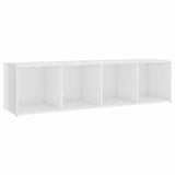 TV Cabinet High Gloss White 142.5x35x36.5 cm Engineered Wood - Front View