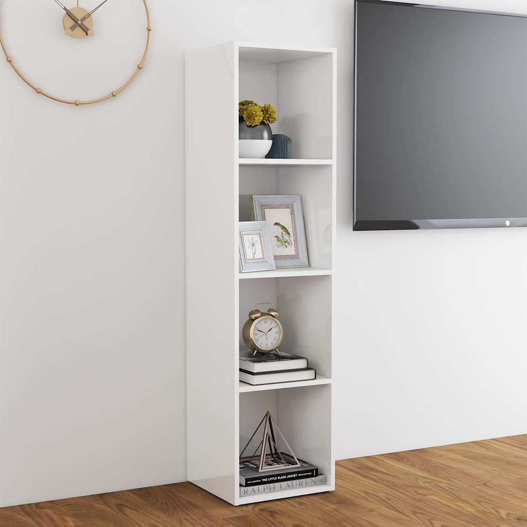 TV Cabinet High Gloss White 142.5x35x36.5 cm Engineered Wood
