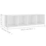 TV Cabinet High Gloss White 142.5x35x36.5 cm Engineered Wood