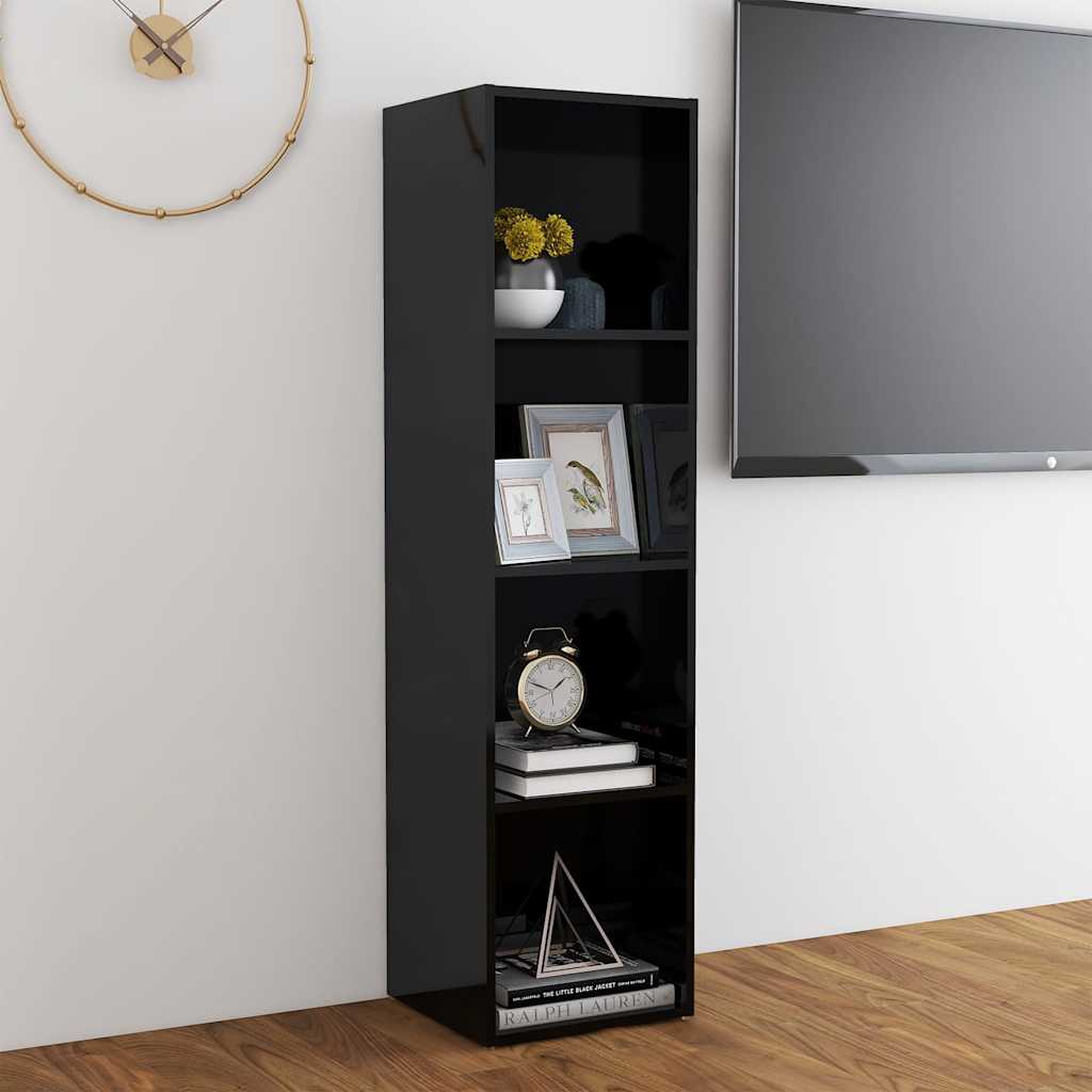 TV Cabinet High Gloss Black 142.5x35x36.5 cm Engineered Wood