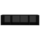 TV Cabinet High Gloss Black 142.5x35x36.5 cm Engineered Wood