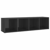 TV Cabinet High Gloss Grey 142.5x35x36.5 cm Engineered Wood