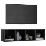 TV Cabinet High Gloss Grey 142.5x35x36.5 cm Engineered Wood