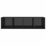 TV Cabinet High Gloss Grey 142.5x35x36.5 cm Engineered Wood - 45-Degree Angle