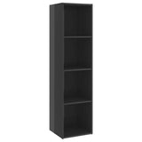 TV Cabinet High Gloss Grey 142.5x35x36.5 cm Engineered Wood - Rear View