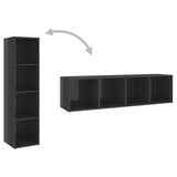 TV Cabinet High Gloss Grey 142.5x35x36.5 cm Engineered Wood