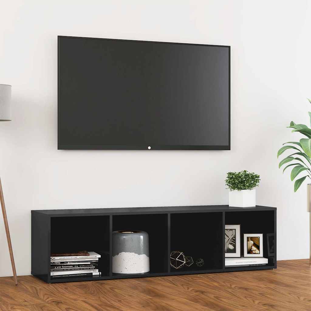 TV Cabinet High Gloss Grey 142.5x35x36.5 cm Engineered Wood