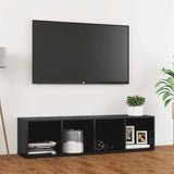 TV Cabinet High Gloss Grey 142.5x35x36.5 cm Engineered Wood