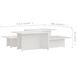 Coffee Tables 2 pcs White 111.5x50x33 cm Engineered Wood - Rear View