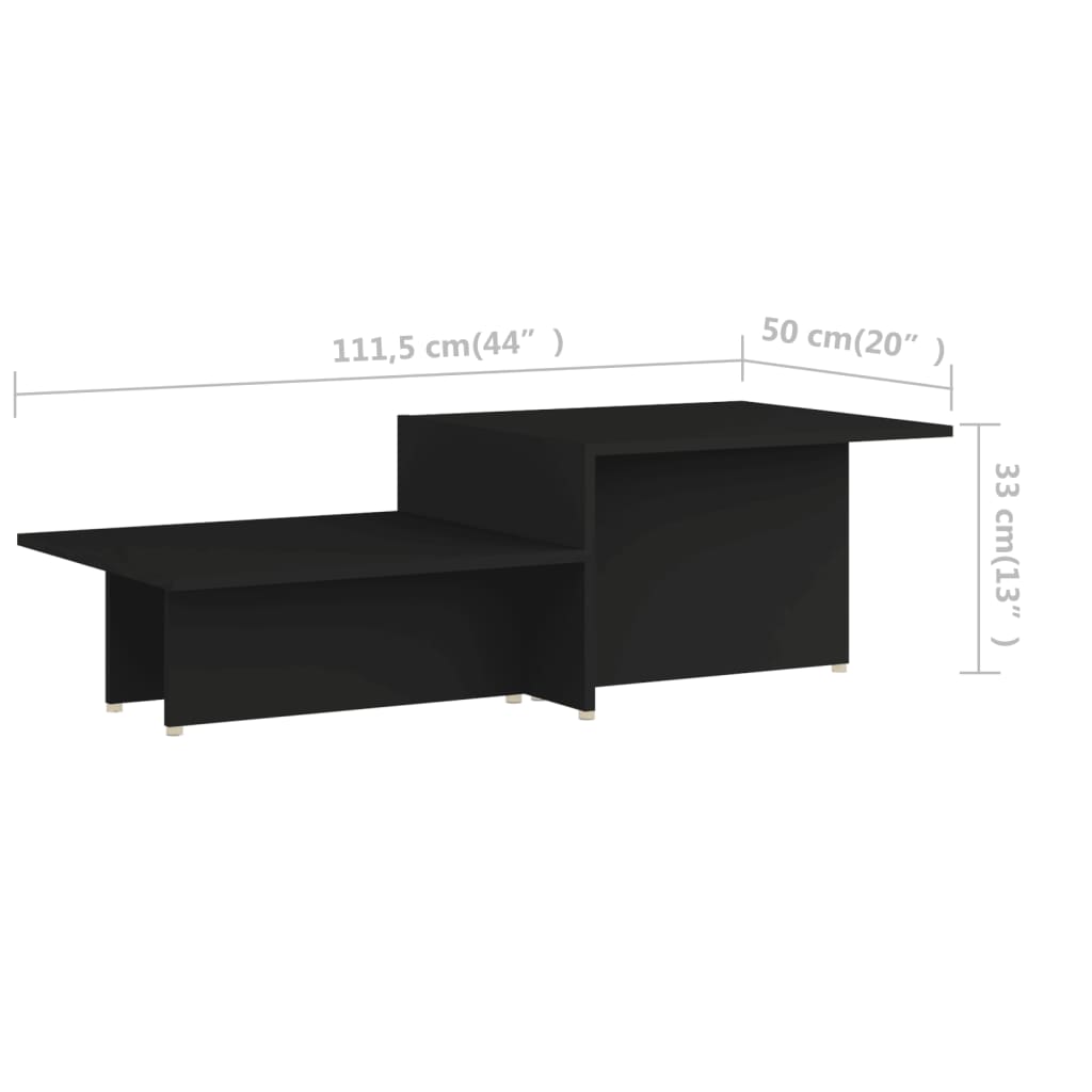 Coffee Table Black 111.5x50x33 cm Engineered Wood