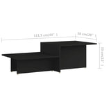 Coffee Table Black 111.5x50x33 cm Engineered Wood - Rear View