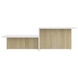 Coffee Table Sonoma Oak and White 111.5x50x33 cm Engineered Wood