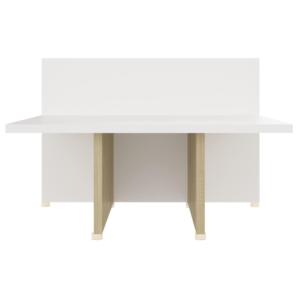 Coffee Table Sonoma Oak and White 111.5x50x33 cm Engineered Wood