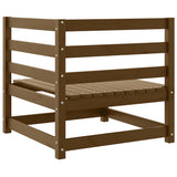 Garden Corner Sofa Honey Brown Solid Pinewood - Rear View