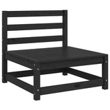 Garden Middle Sofa Black Solid Pinewood - Front View