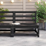 Garden Middle Sofa Black Solid Pinewood