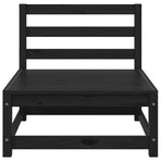 Garden Middle Sofa Black Solid Pinewood